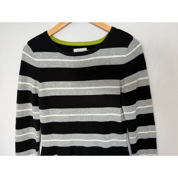 Eliza J Striped Sweater Dress Womens Size Medium Fit & Flare Gray Black White - Picture 3 of 11
